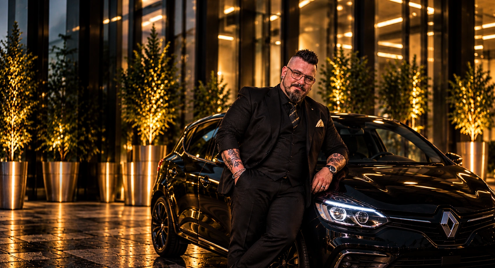 VAL Security – professioneller Auftritt vor einem schwarzen Mercedes